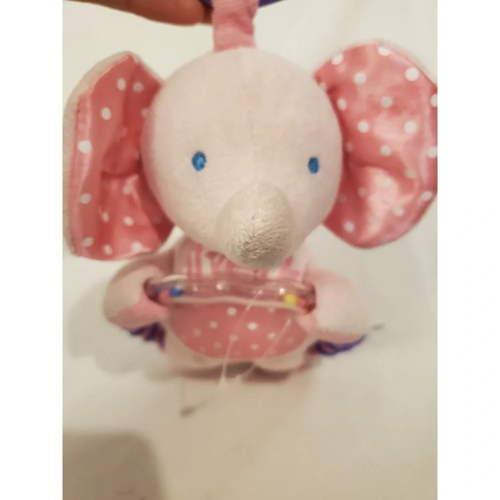 Vintage Babies R Us Pink Elephant Baby Rattle Hanging Toy